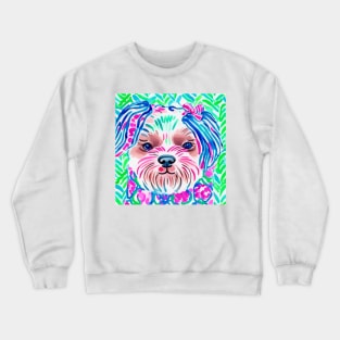 Preppy, colorful dog portrait Crewneck Sweatshirt